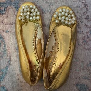 Coclico Gold Pearl-Embellished Flats